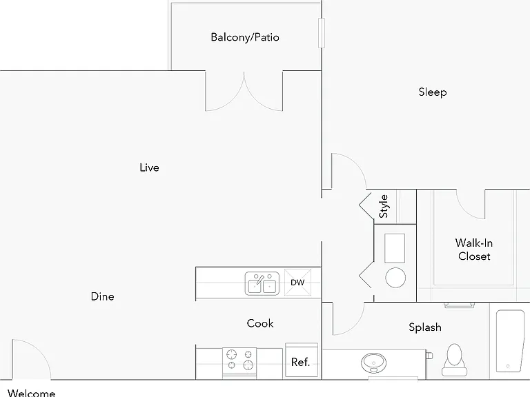 Aiken | 1-Bedroom Floorplan Aiken | 1-Bedroom Floorplan