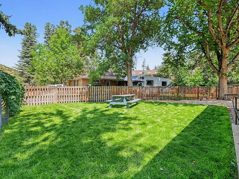 Lush grassy backyard area with direct views of the Castle Rock