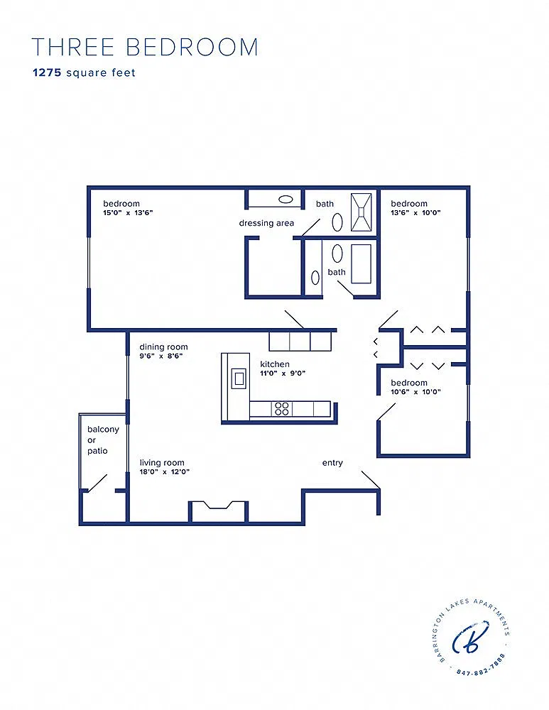 Floor plan Three Bedroom Small