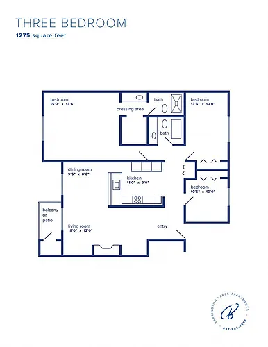 Floor plan Three Bedroom Small