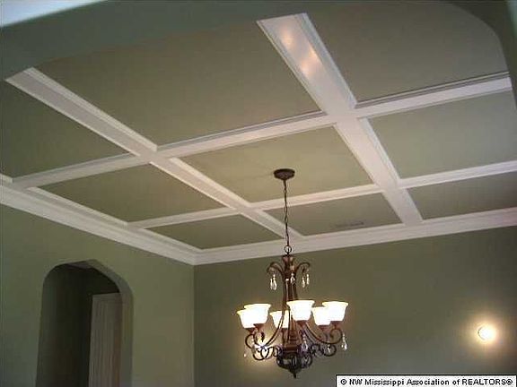 View of the beautiful ceiling in dining room
