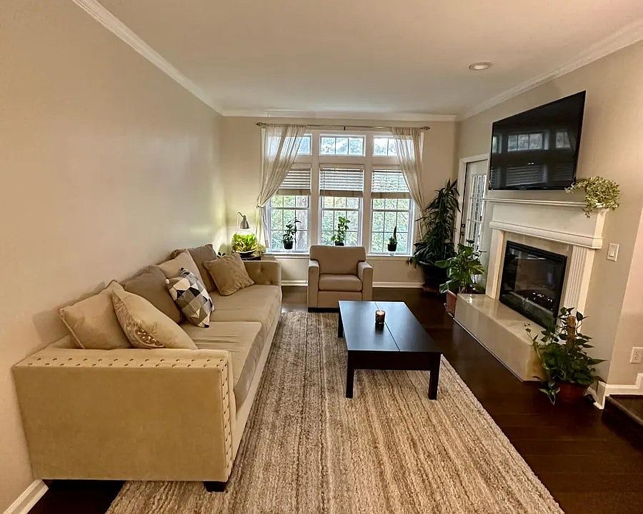 Cozy living room for sipping tea by the fire!