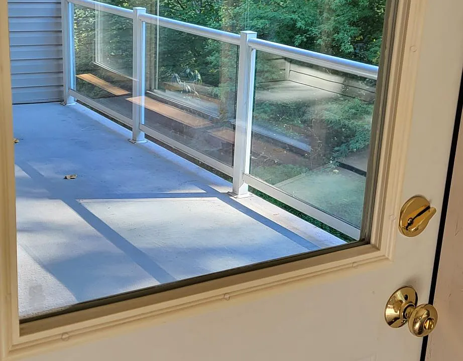 Balcony overlooking Whatcom Falls forest.