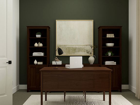 The downstairs flex room is a great space for an at-home office.