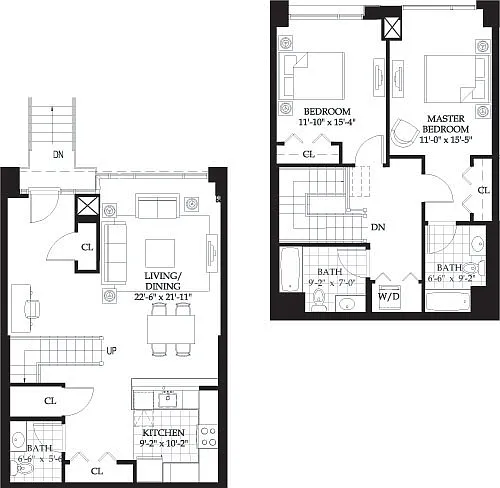 Floor plan Asteria 2 BR Townhome