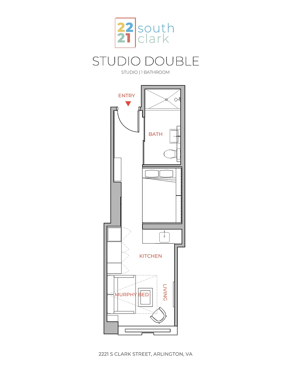 Floor plan 1 Bed 1 Bath - 326 sqft