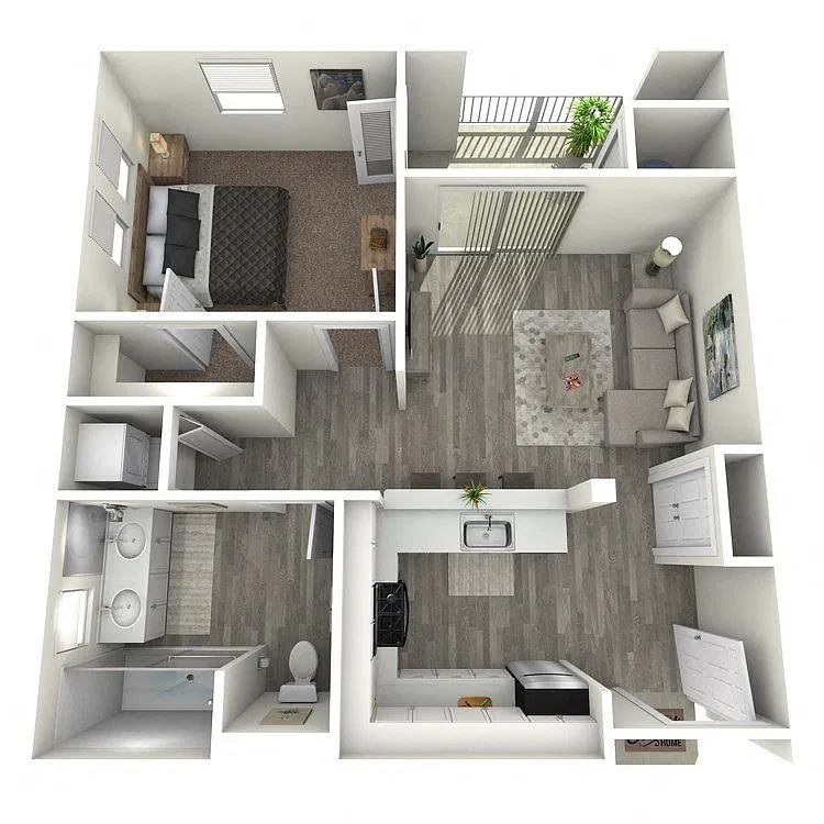 Floor plan One Bedroom One Bathroom CB