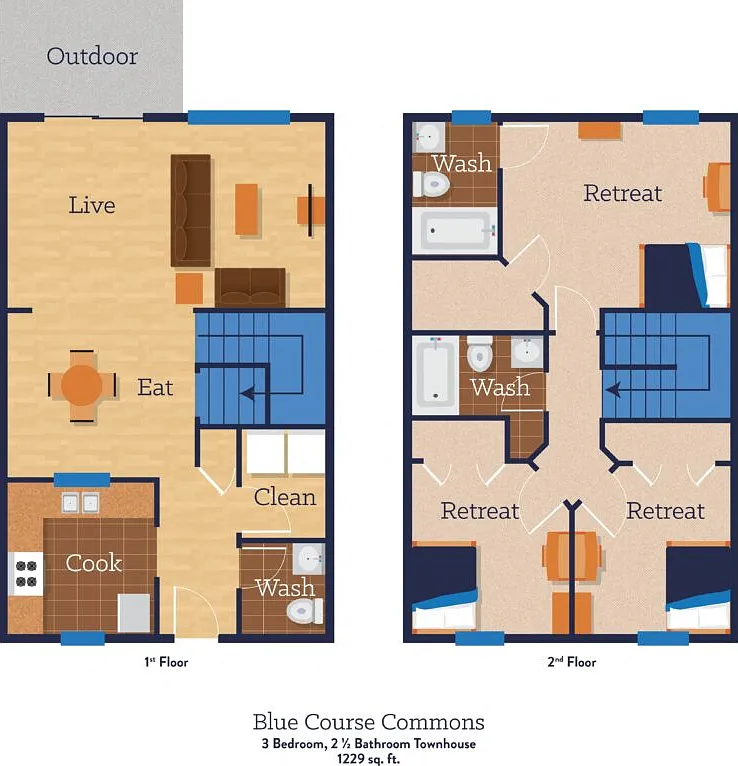 3 bed, 2.5 bath, 1229 sqft, $845 — Photo 3