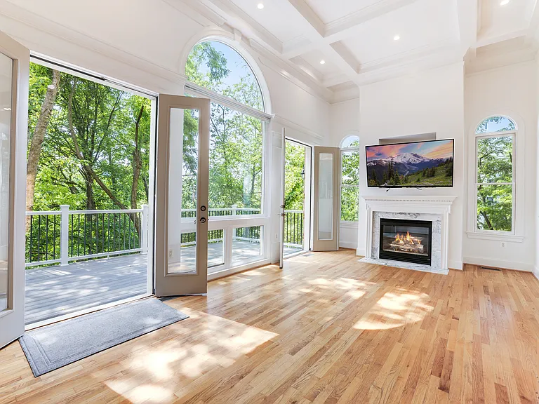 Main level family room opens onto the large deck.