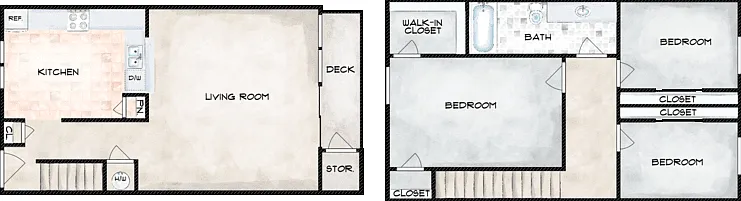 3 Bed 1 Bath Floorplan Diagram