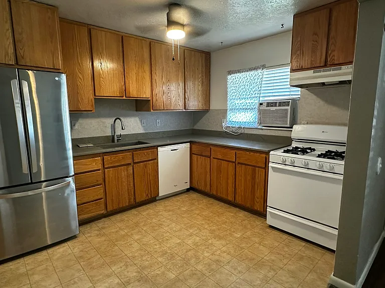 Kitchen incl gas stove, dishwasher, stainless fridge