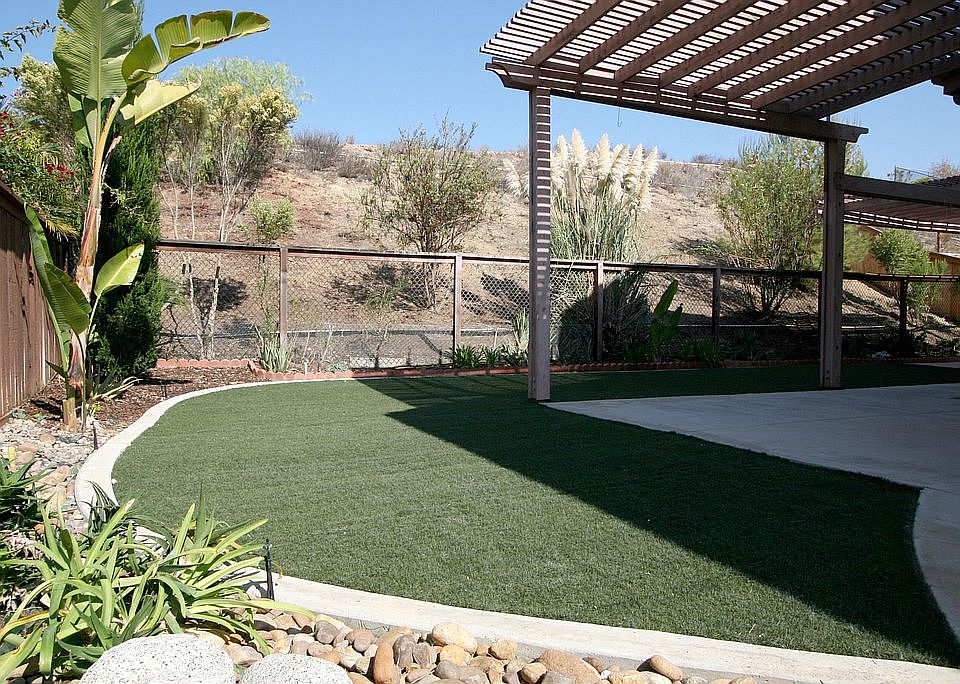 private backyard with two patio