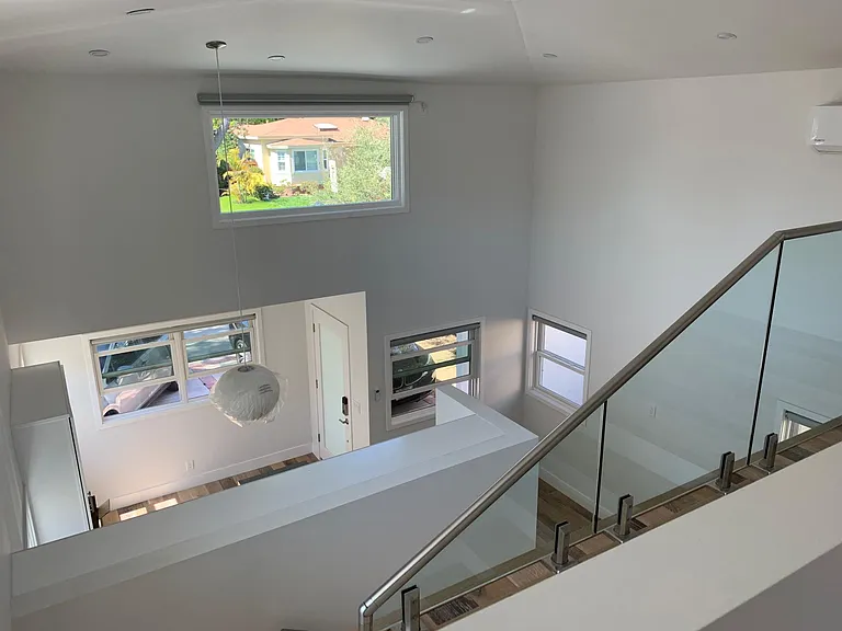 Picture window with electric shade control.