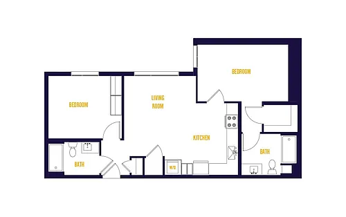 Floor plan 2 Bed/2 Bath-B1.0