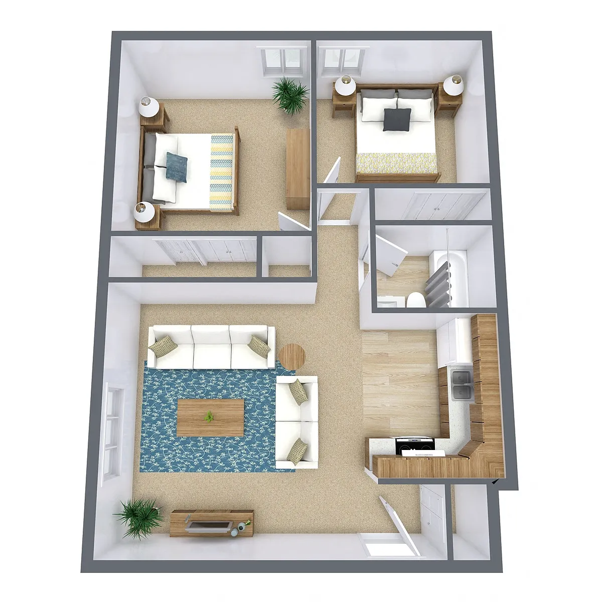 Floor plan Two Bedroom 21B