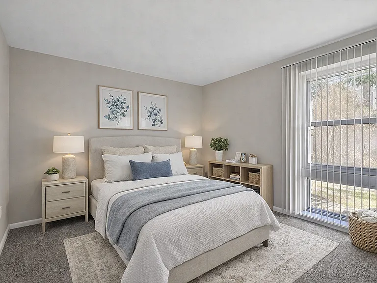 Serene bedroom with natural light
