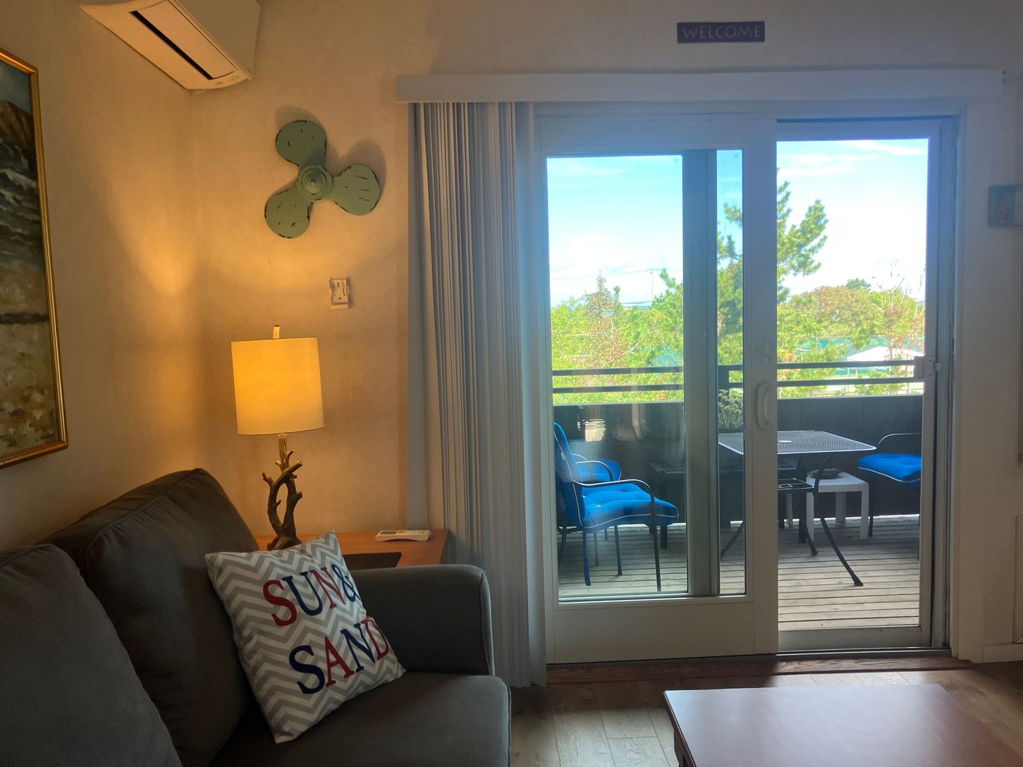 living room open to balcony