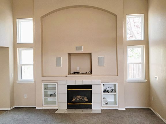 greatroom fireplace and TV alcove