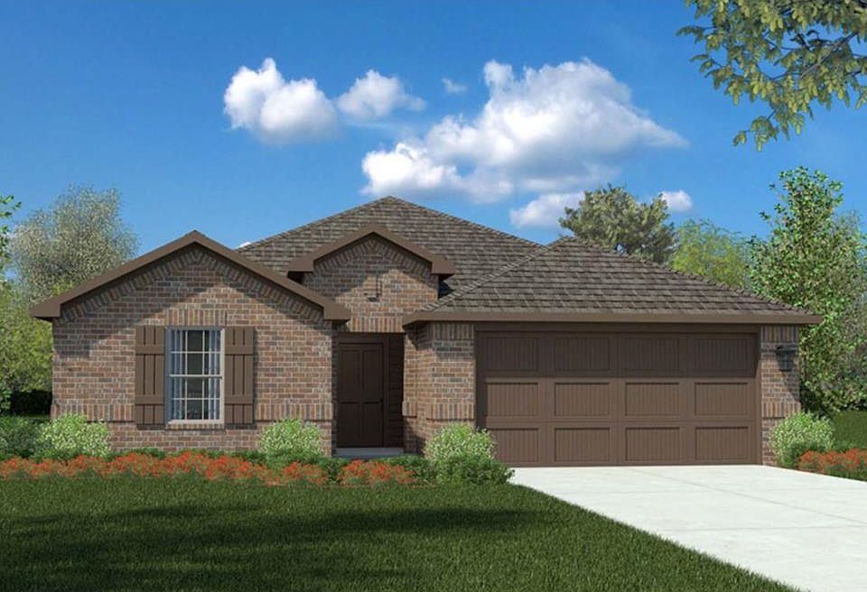 D.R. Horton's Express Homes Elgin Floorplan Elevation A04. Photos shown here may not depict the specified home & features included are for illustration purposes only.