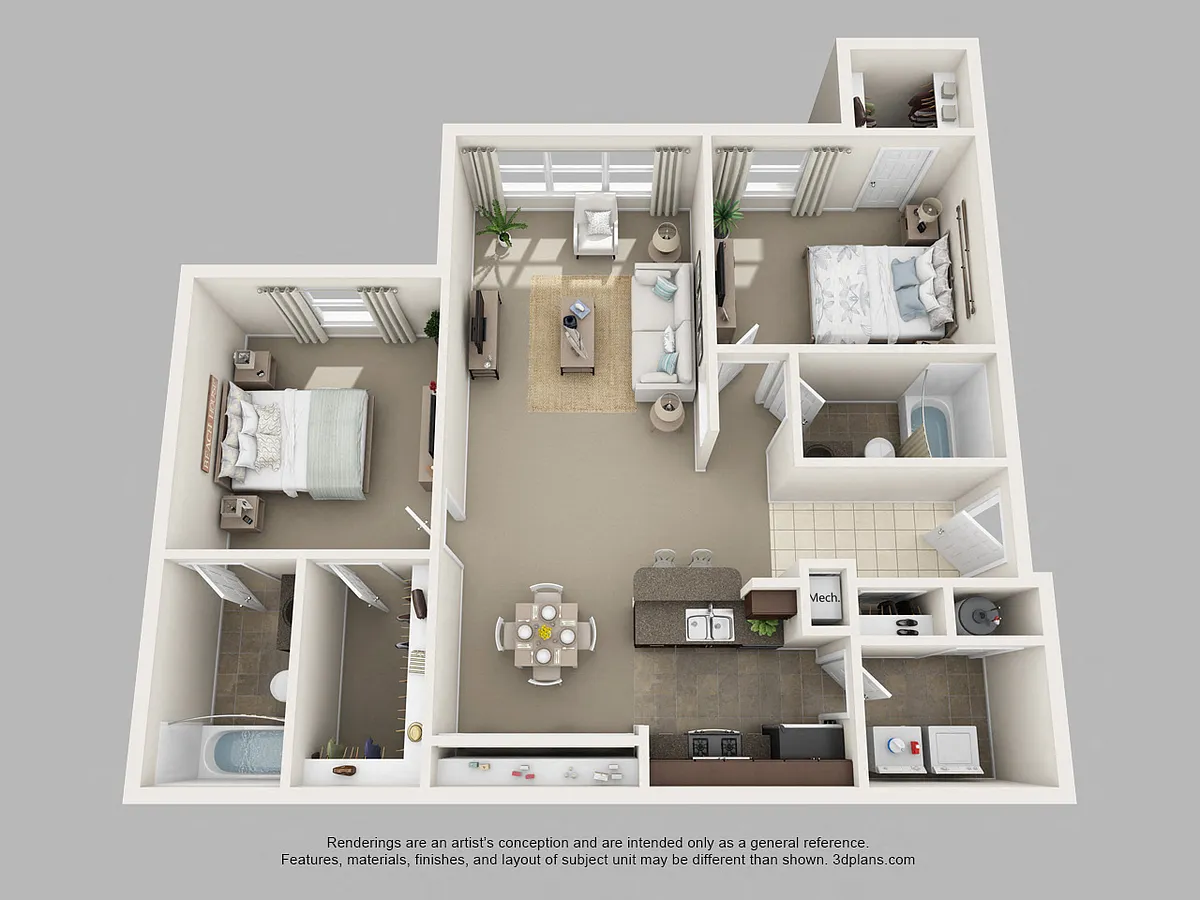 Floor plan Two Bedroom Two Bath