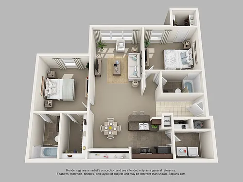 Floor plan Two Bedroom Two Bath