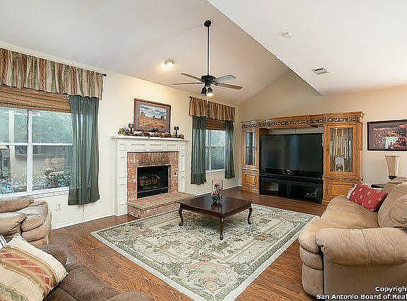 Living room with fireplace