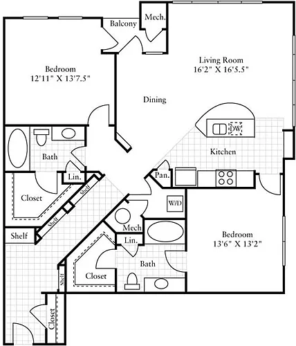 Floor plan 2 Bedrooms H