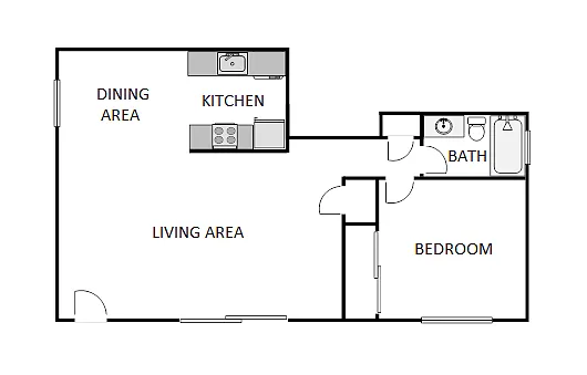 Floor plan 1 Bed / 1 Bath: Type A