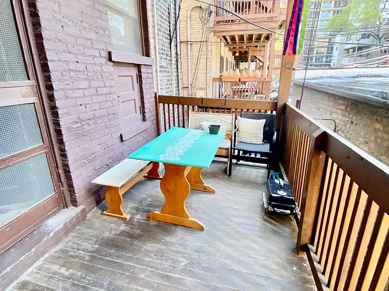 Large private back deck with locked patio door