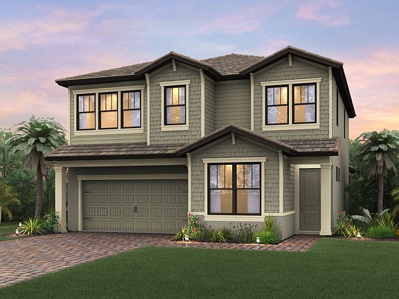 The Riverwalk, a two-story family home with a 2 car garage, shown with Home Exterior C2C