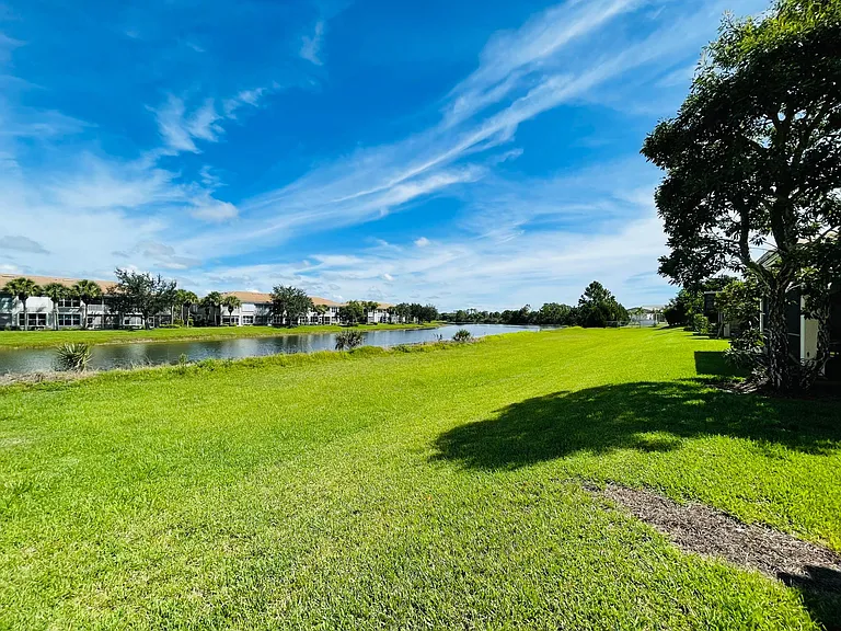 Backyard with water view