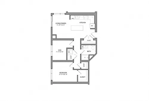 Floor plan Canvas A1E | 1 Bed | 1 Bath