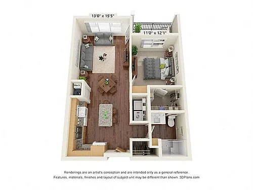 Floor plan One Bedroom - A2