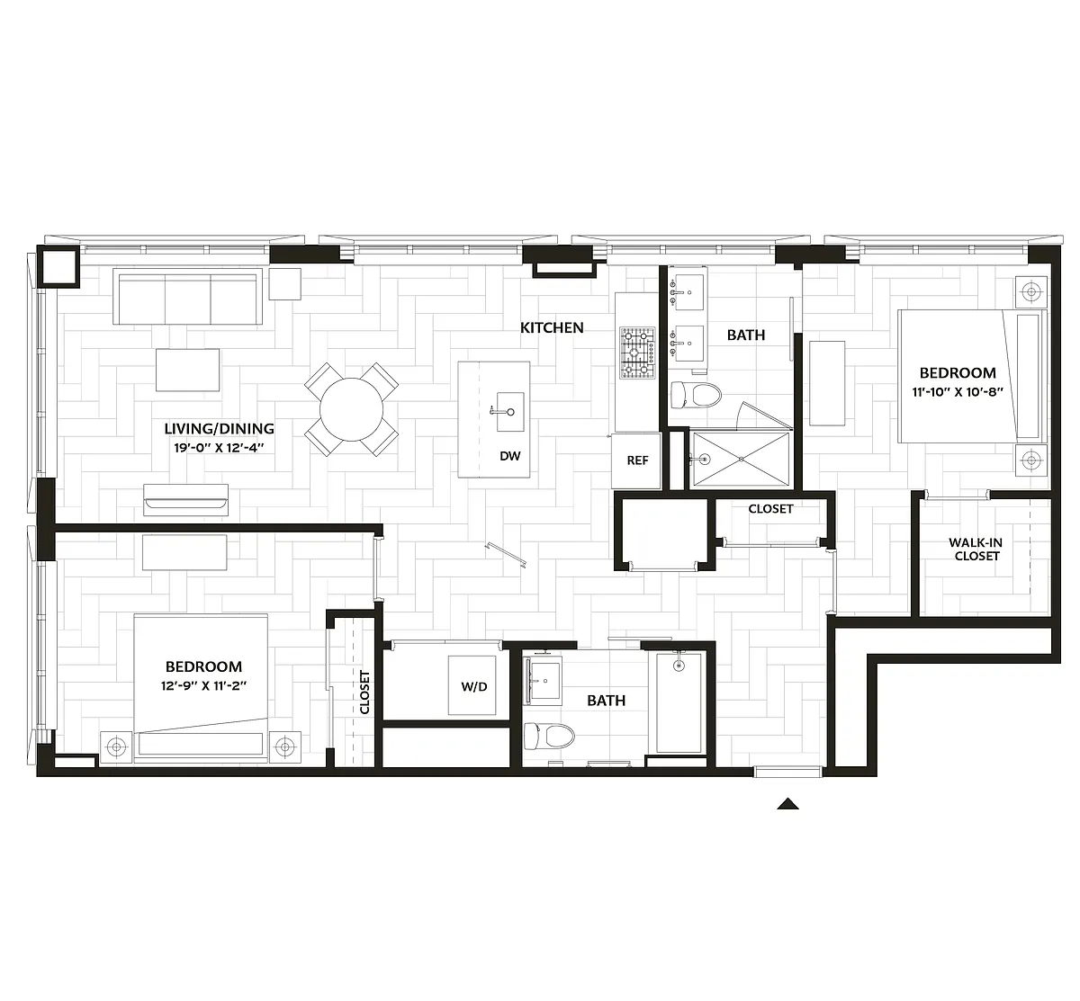 Floor plan 2 Bed/2 Bath-B4