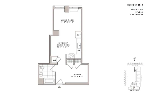 Floor plan Studio1 Bath-E12