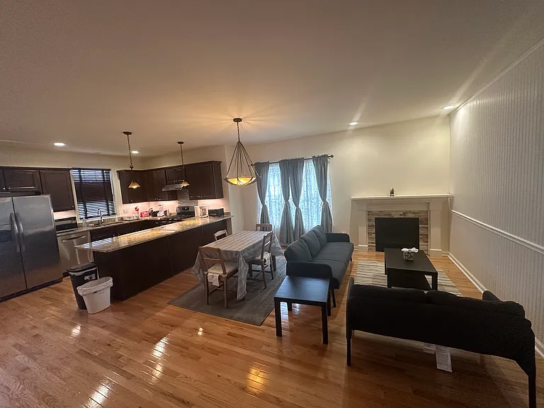 Shared living area with fireplace