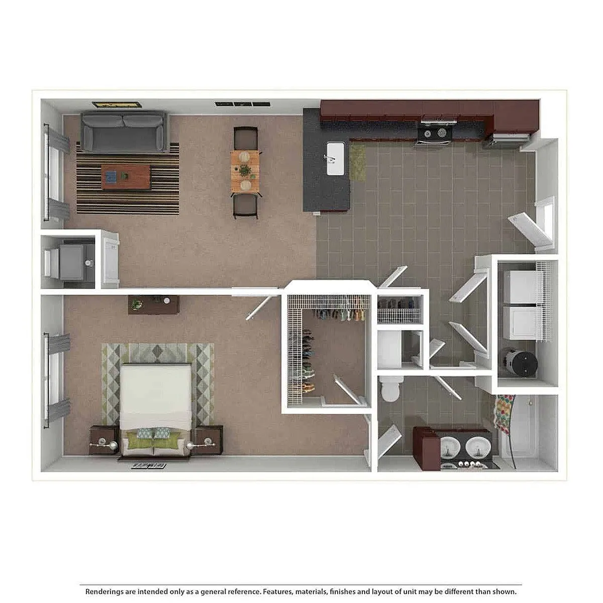 Floor plan 1 Bedroom/1 Bathroom - Expanded Living Room