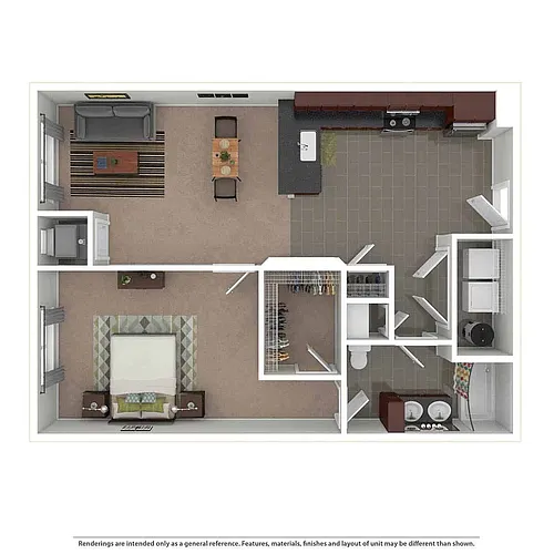 Floor plan 1 Bedroom/1 Bathroom - Expanded Living Room