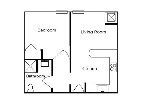 Floor plan One Bedroom ADA