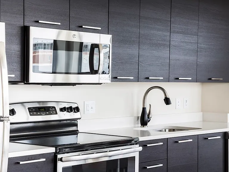 Modern cabinetry with chrome pulls