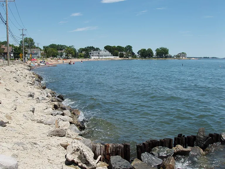 Along shore from end of street.