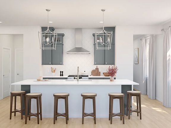 Kitchen with pendant lighting