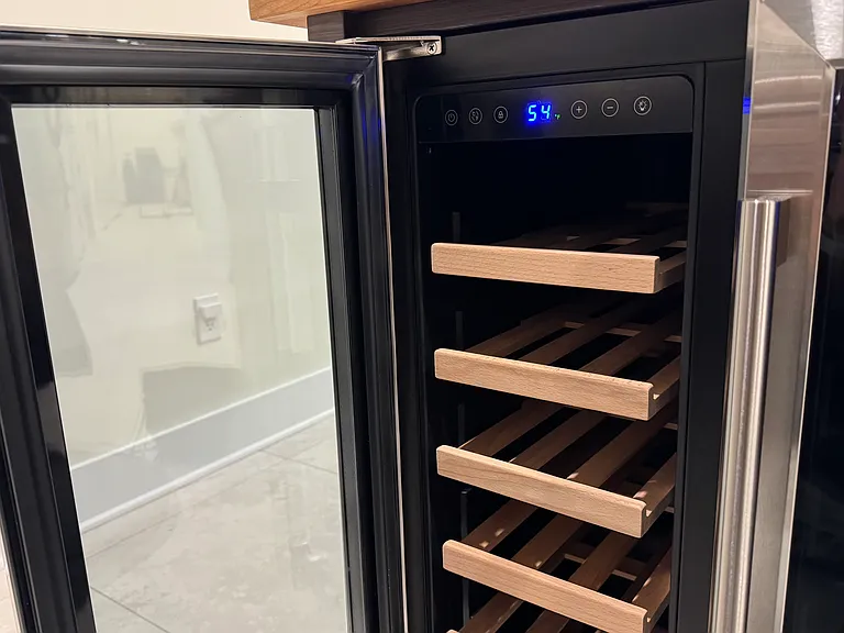 Wine and beverage fridge with optional stocked access