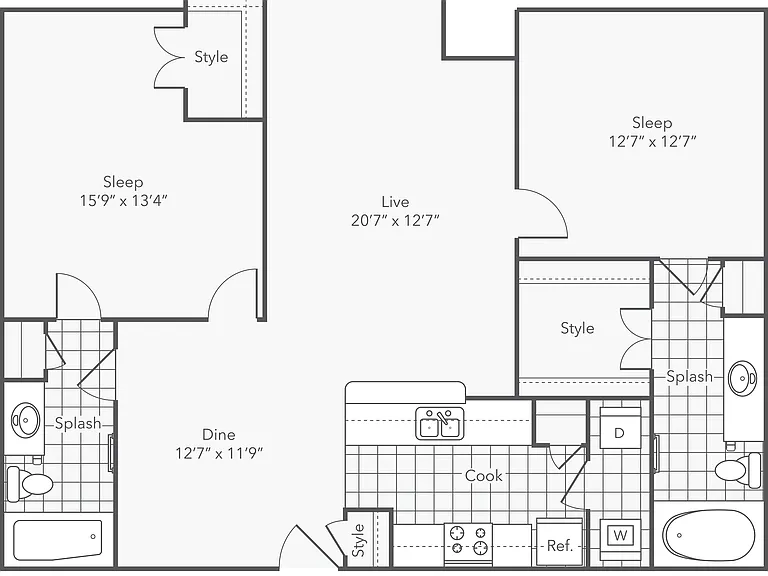Staring | 2-Bedroom Floorplan Staring | 2-Bedroom Floorplan