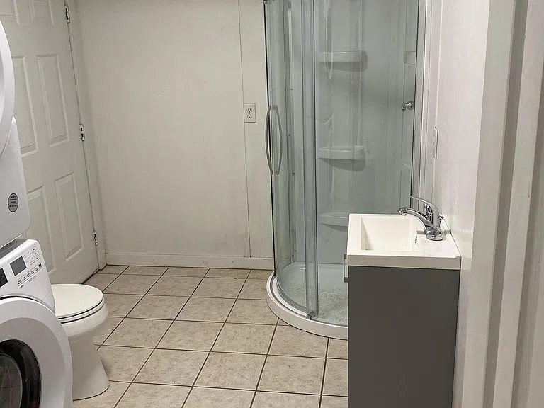 New Corner Shower and washer dryer