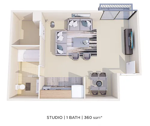 Floor plan Studio - 360 sqft