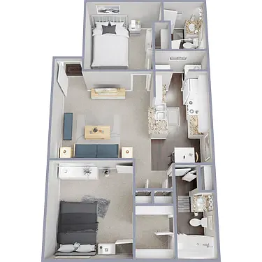 Floor plan 2 Bed 2 Bath Garden