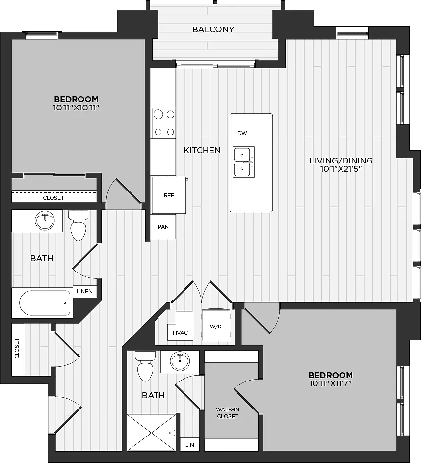 Floor plan 2 Bed/2 Bath-D5