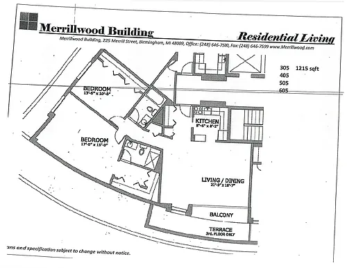 Floor plan 2 Bed 2 Bath Corner Unit with Balcony