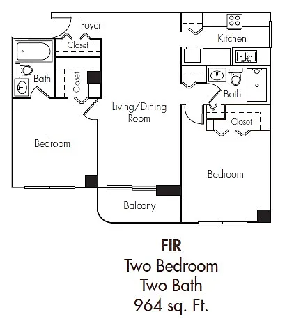 Floor plan 2 Bedroom - Fir